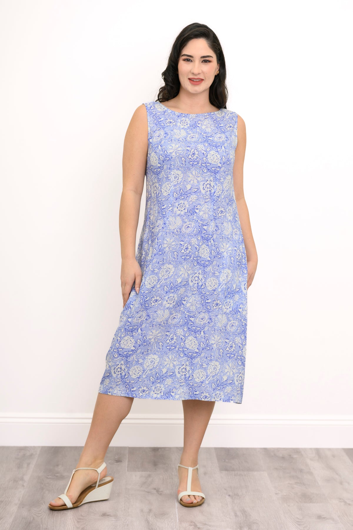 Patricia Dress, Peri Teatime, Linen Bamboo