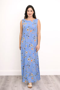 Patricia Long Dress, Peri Daisy, Linen Bamboo