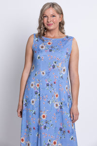 Patricia Long Dress, Peri Daisy, Linen Bamboo