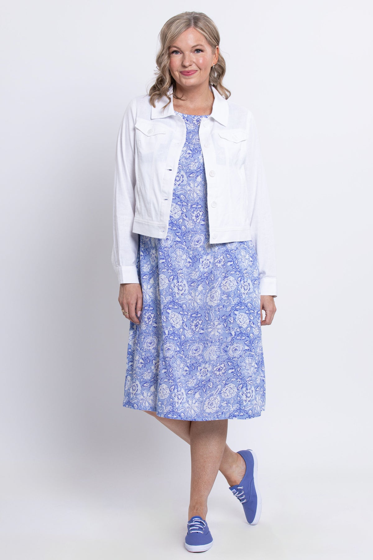 Patricia Dress, Peri Teatime, Linen Bamboo