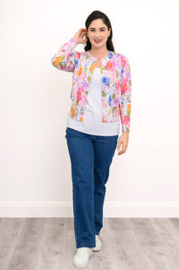 Patti Cardigan, Pink Bouquet, Cotton