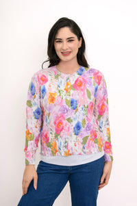 Patti Cardigan, Pink Bouquet, Cotton