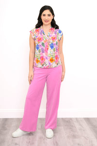 Paula Top, Pink Bouquet, Bamboo