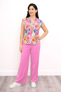 Paula Top, Pink Bouquet, Bamboo