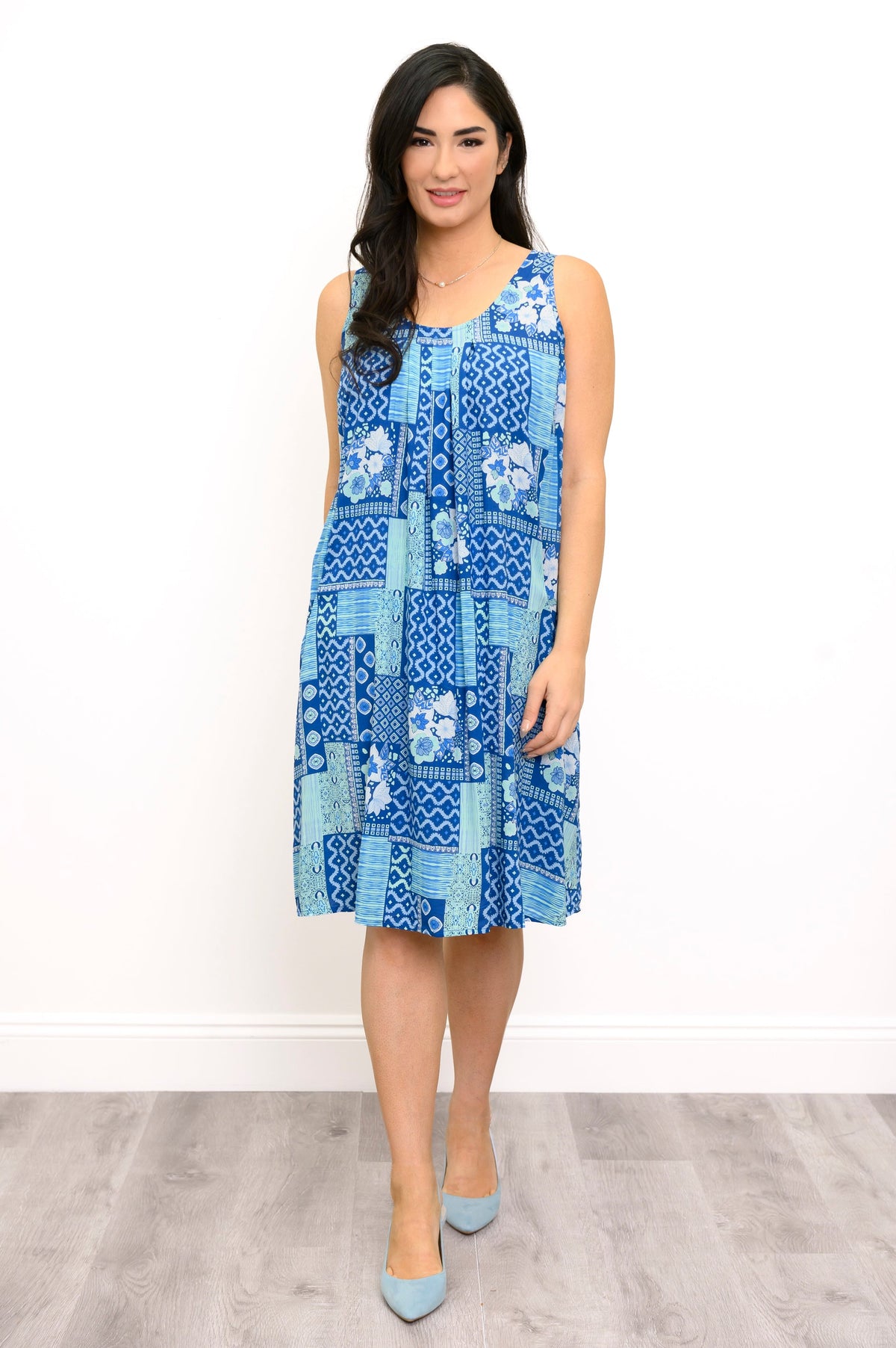 Peachy Dress, Indigo Bloom