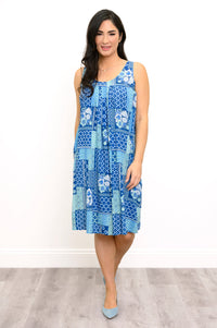 Peachy Dress, Indigo Bloom