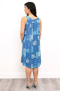 Peachy Dress, Indigo Bloom