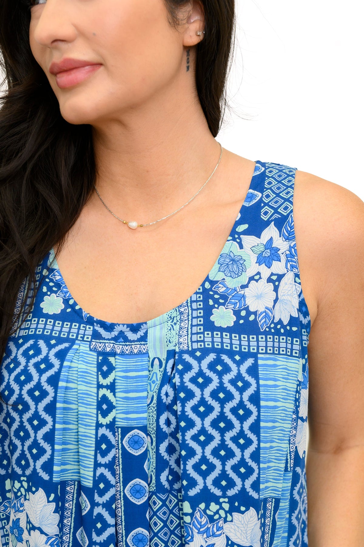 Peachy Dress, Indigo Bloom
