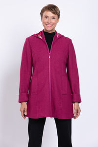 Pender Coat, Magenta, Boiled Wood