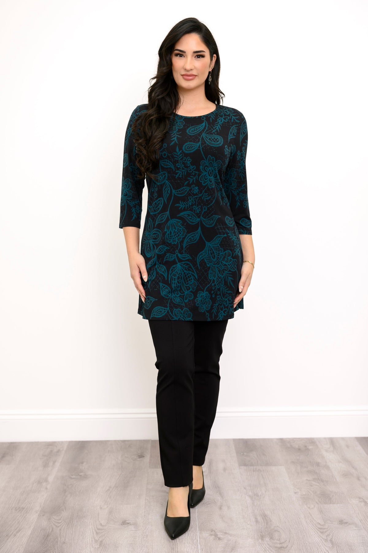 Perfect Tunic, Teal Boscage, Bamboo