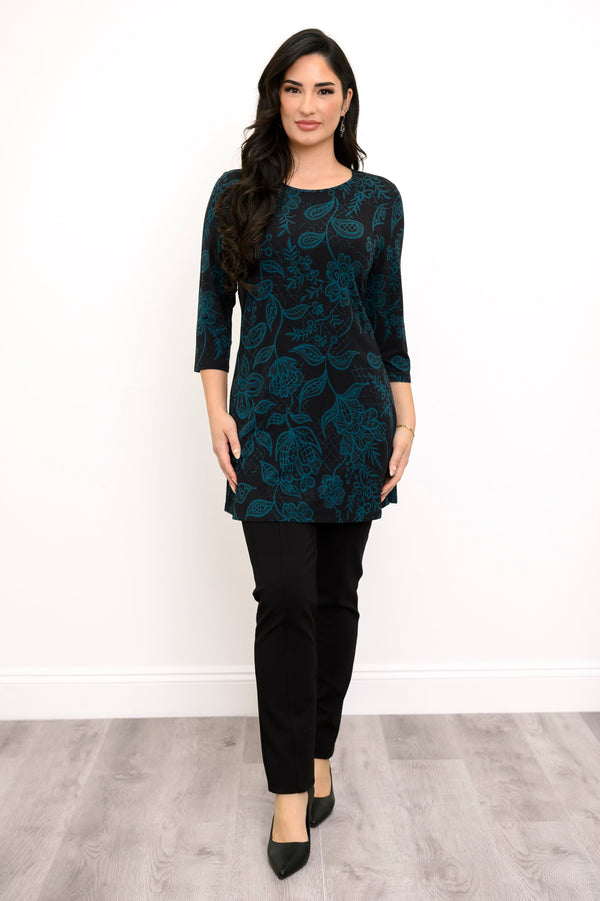 Perfect Tunic, Teal Boscage, Bamboo
