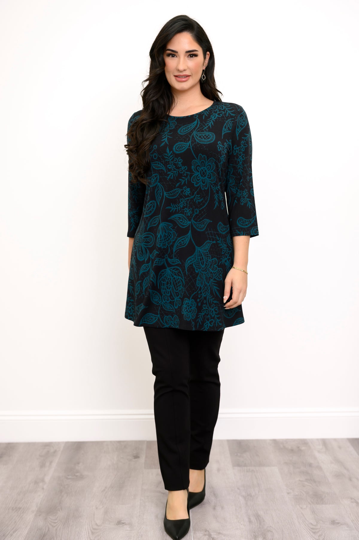 Perfect Tunic, Teal Boscage, Bamboo