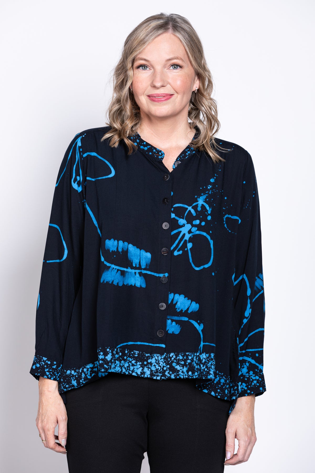 Peruva Top, Blue Bunga