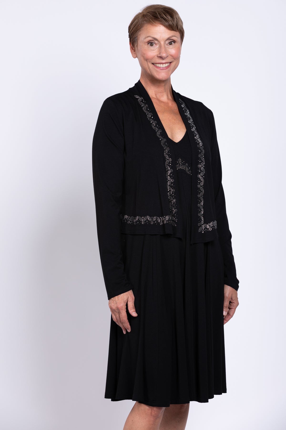 Pamela Dress, Black Diamond, Bamboo