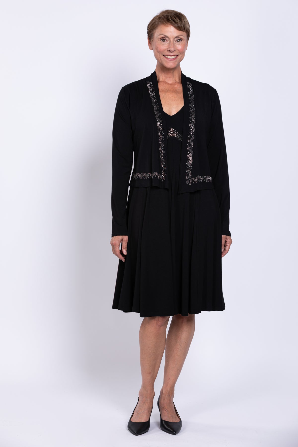 Pamela Dress, Black Diamond, Bamboo