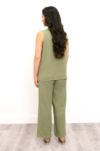 Pleat Tank, Sage, Cotton Gauze