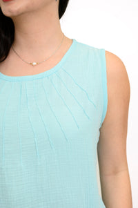 Pleat Tank, Turquoise