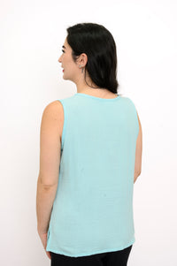 Pleat Tank, Turquoise