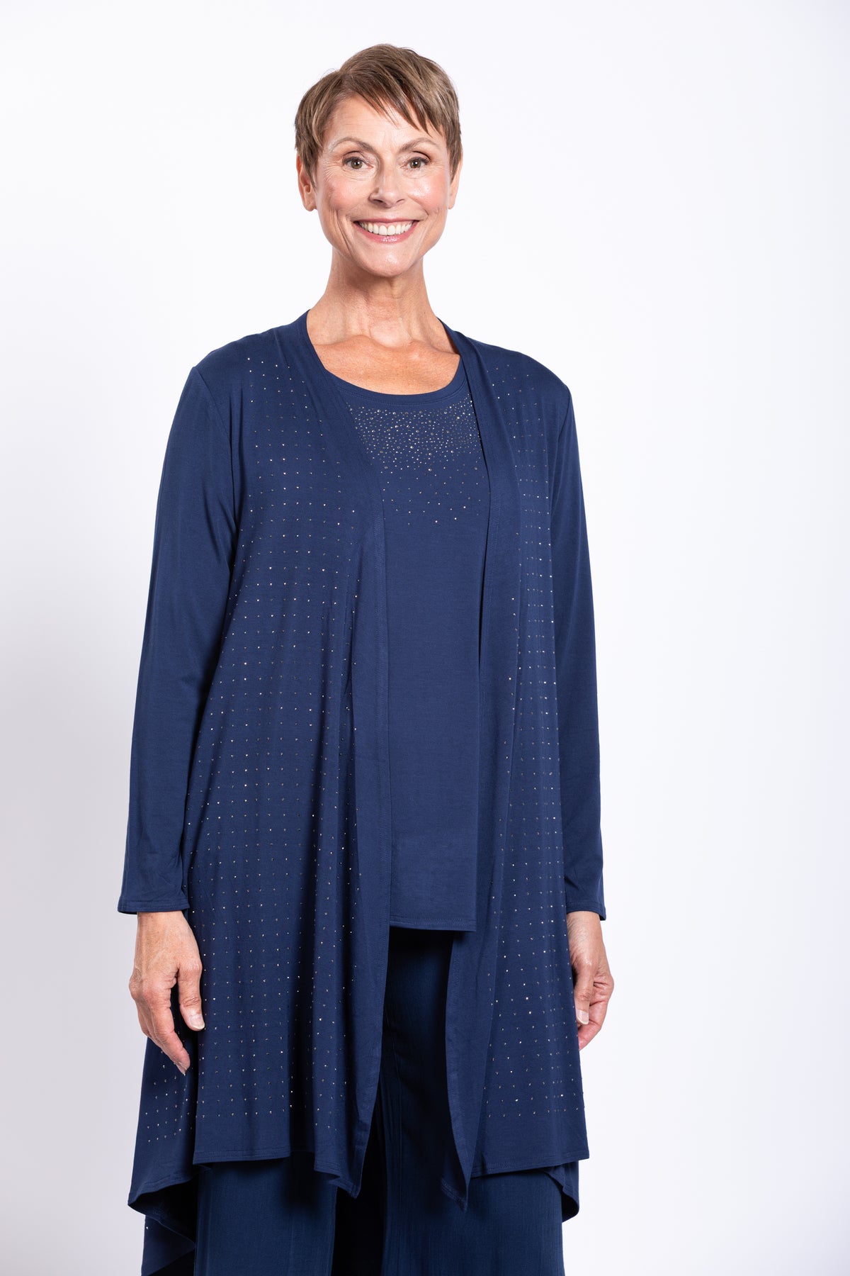 Priscilla Jacket, Indigo Diamond, Bamboo