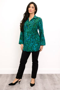 Blouse Queenie, Bleu sarcelle tropical