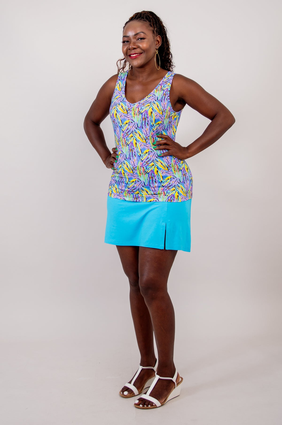 Melly Skort, Turquoise, Bamboo