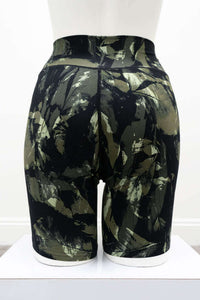 Rear view of Hallie Bamboo Shorts in camouflage print on mannequin