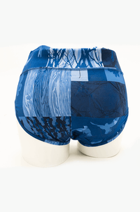 Rear view of La Gaunche classic brief in Midnight Botanica blue patterned bamboo fabric