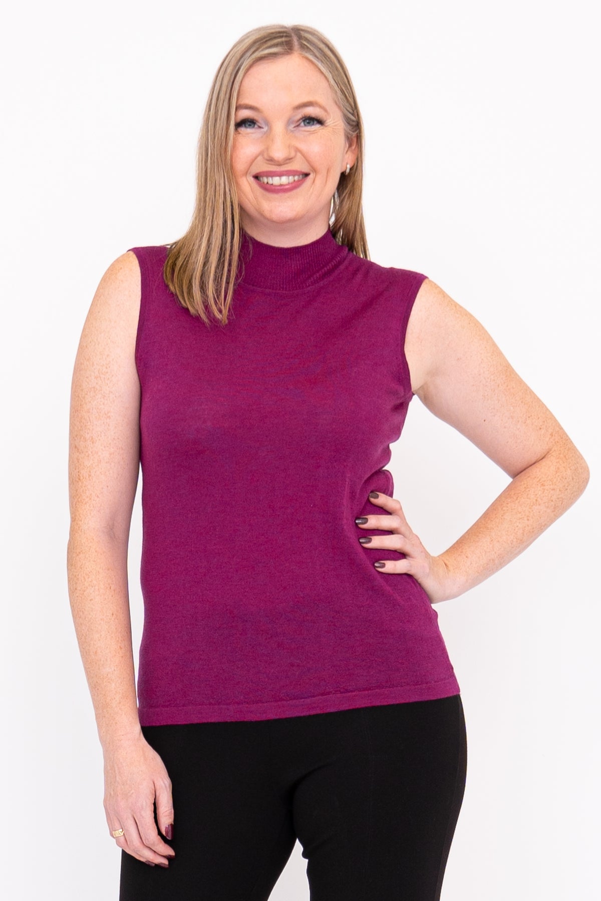 Rita Sweater, Magenta, Merino Wool