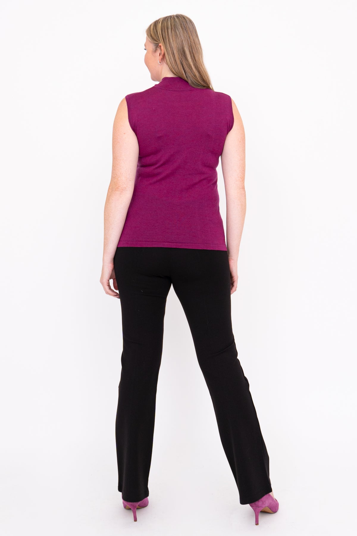 Rita Sweater, Magenta, Merino Wool