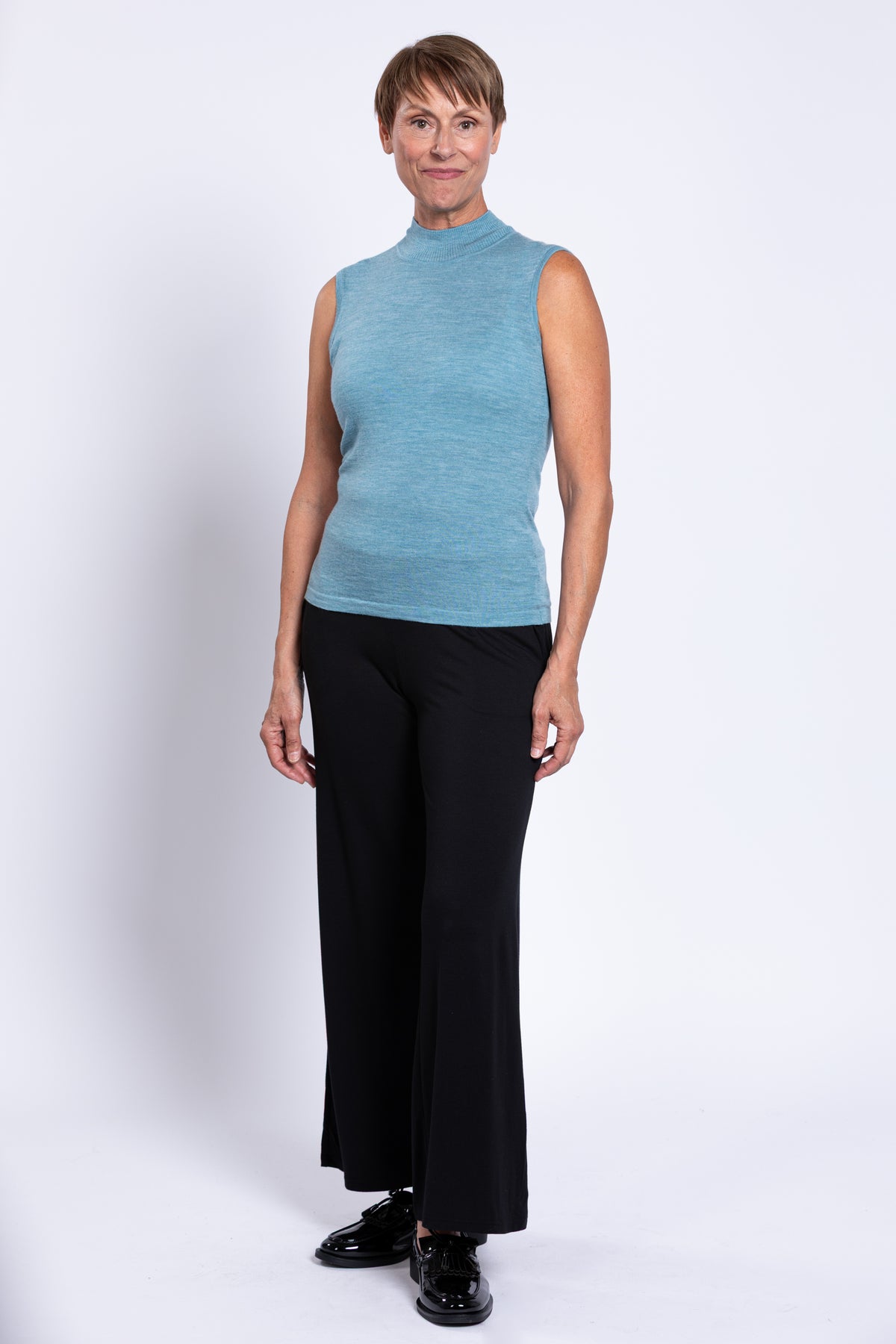 Rita Sweater, Teal Lite, Merino Wool