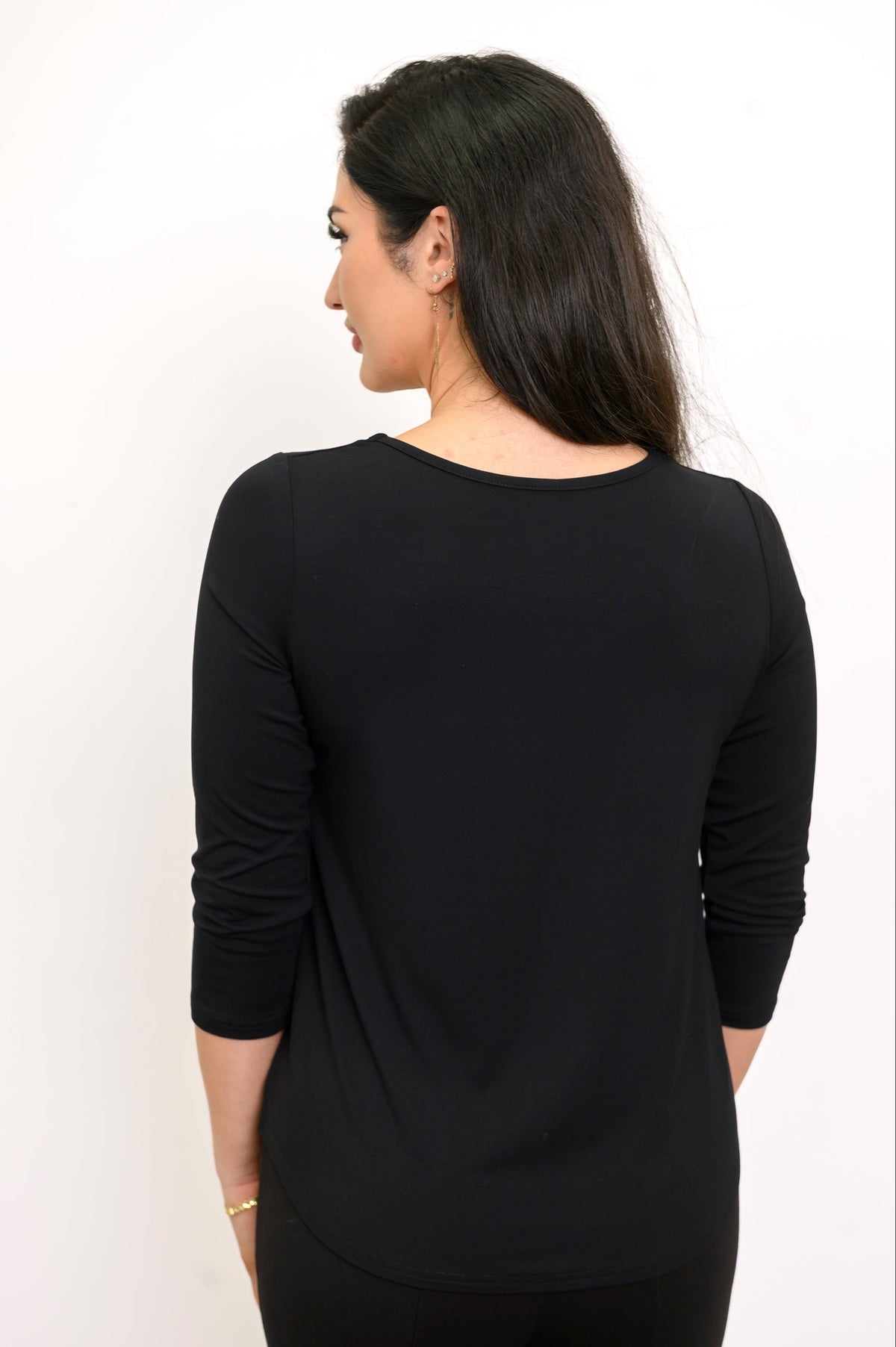 Ritzy 3/4 Top, Black, Bamboo