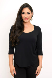 Ritzy 3/4 Top, Black, Bamboo