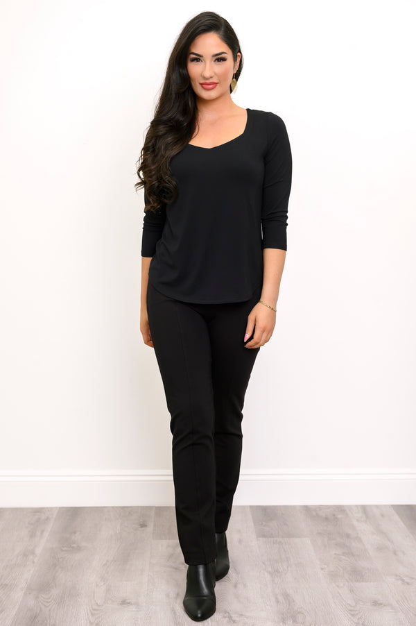 Ritzy 3/4 Top, Black, Bamboo