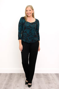Ritzy 3/4 Top, Teal Boscage, Bamboo
