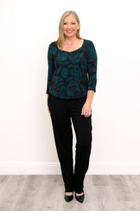Ritzy 3/4 Top, Teal Boscage, Bamboo
