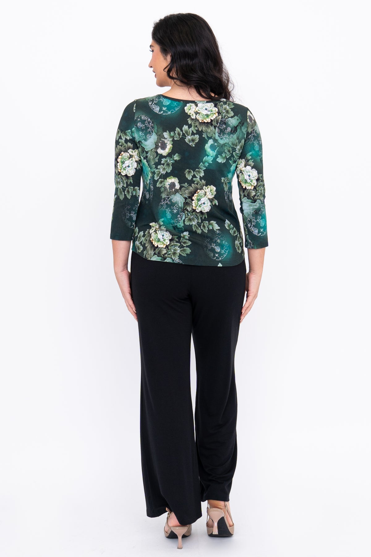 Ritzy 3/4 Top, Teal Magic, Bamboo