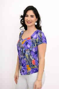 Ritzy S/S Top, Violet Bloom, Bamboo