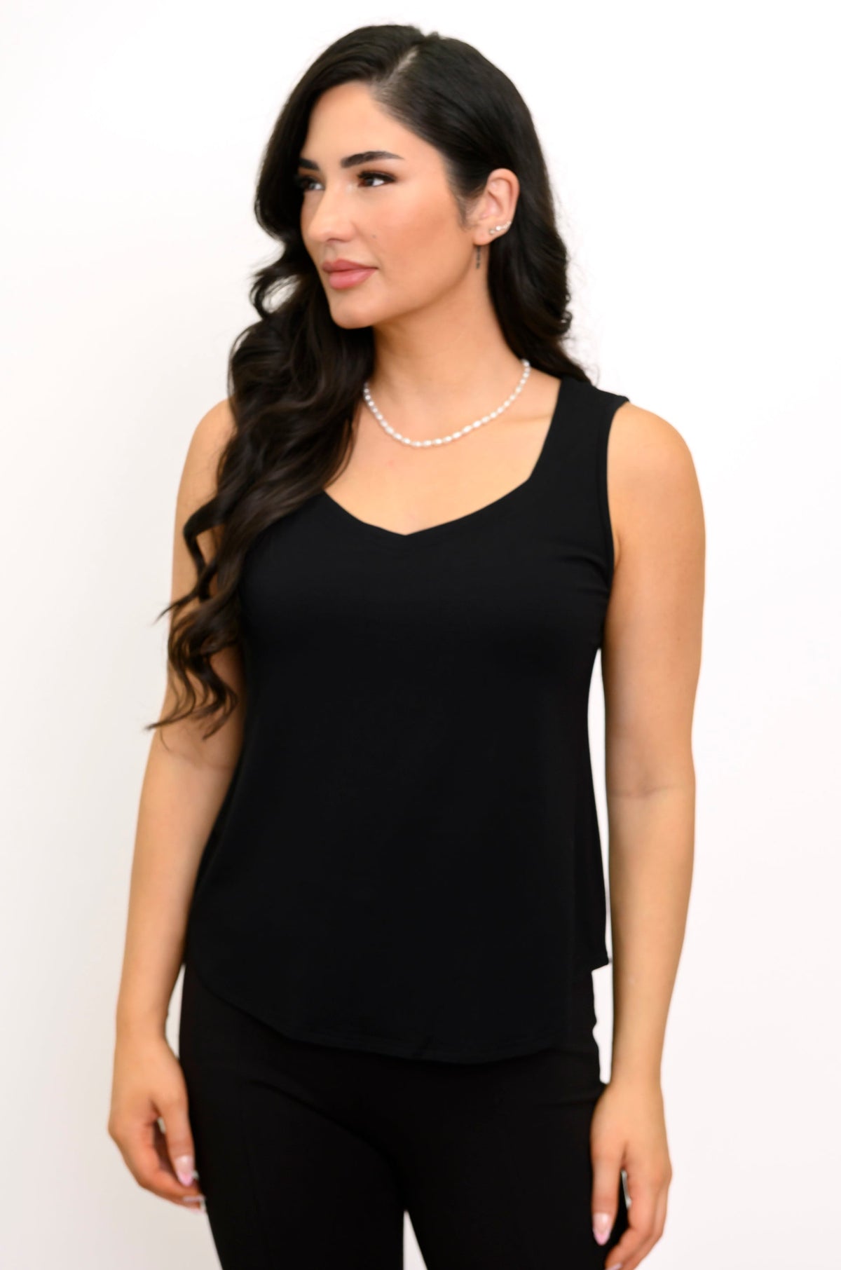 Ritzy 3/4 Top, Black, Bamboo