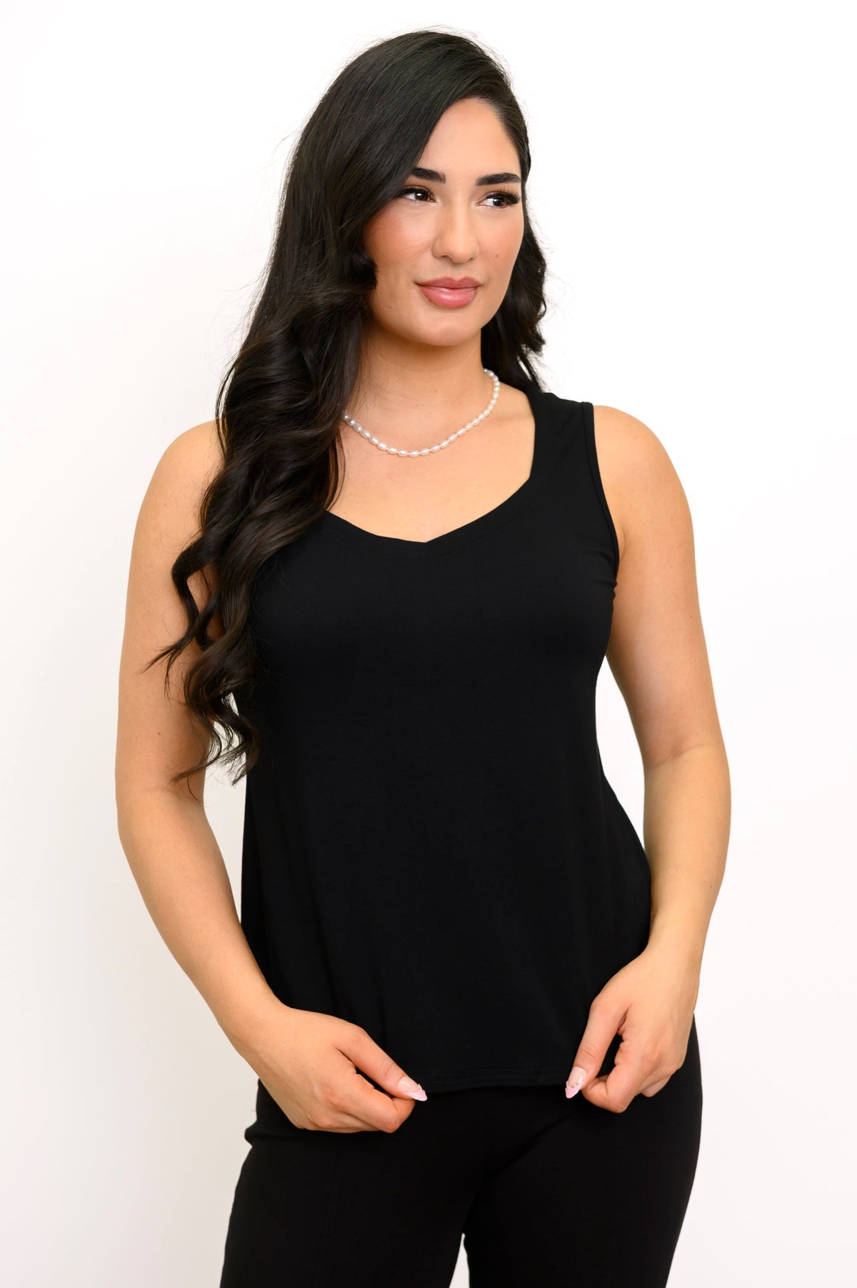 Ritzy 3/4 Top, Black, Bamboo