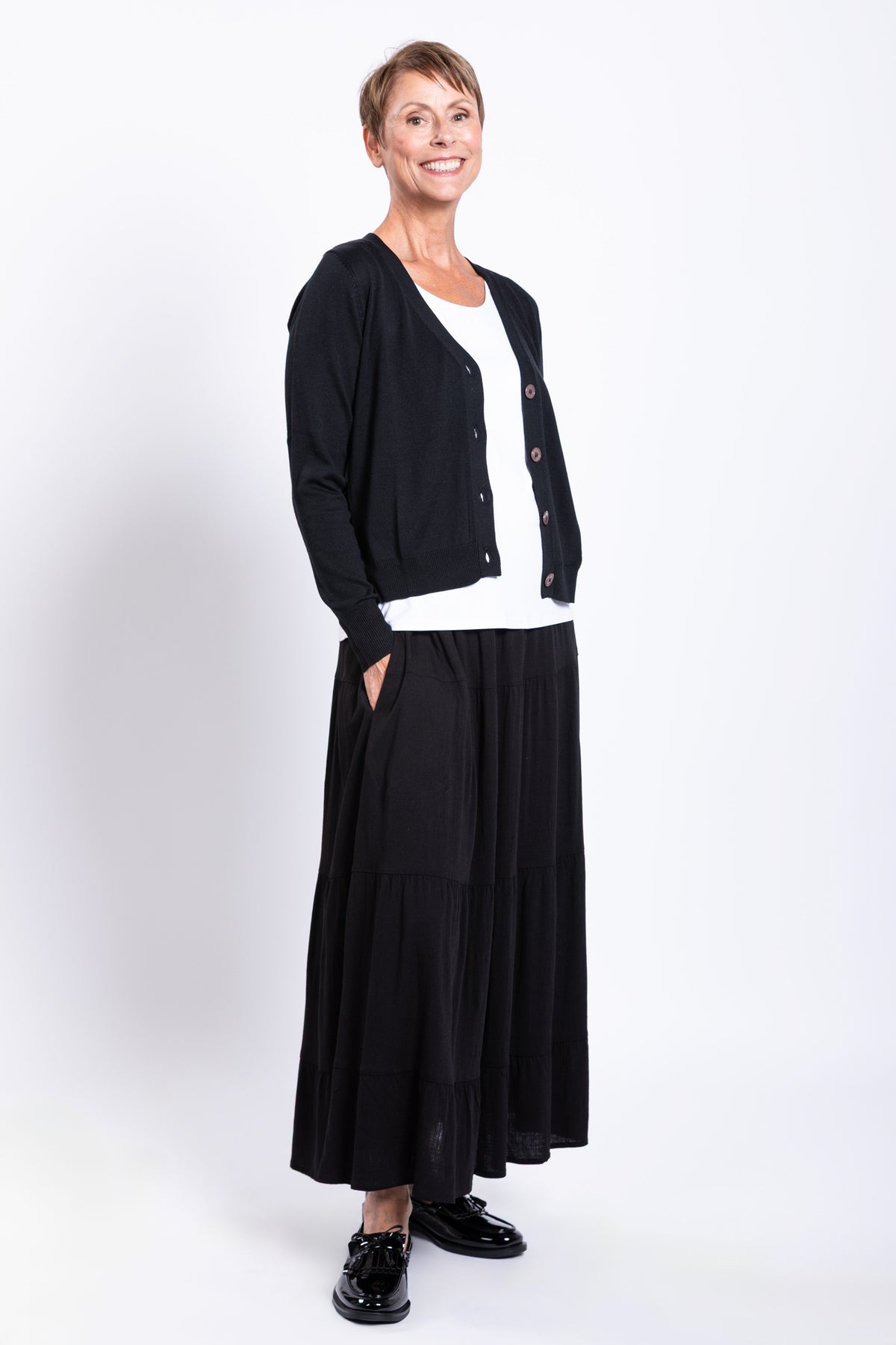 Roma Skirt, Black, Linen Bamboo