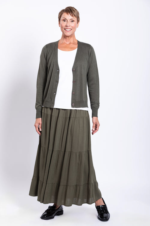 Roma Skirt, Khaki, Linen Bamboo