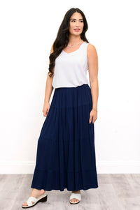 Jupe Roma, Indigo, Lin bambou