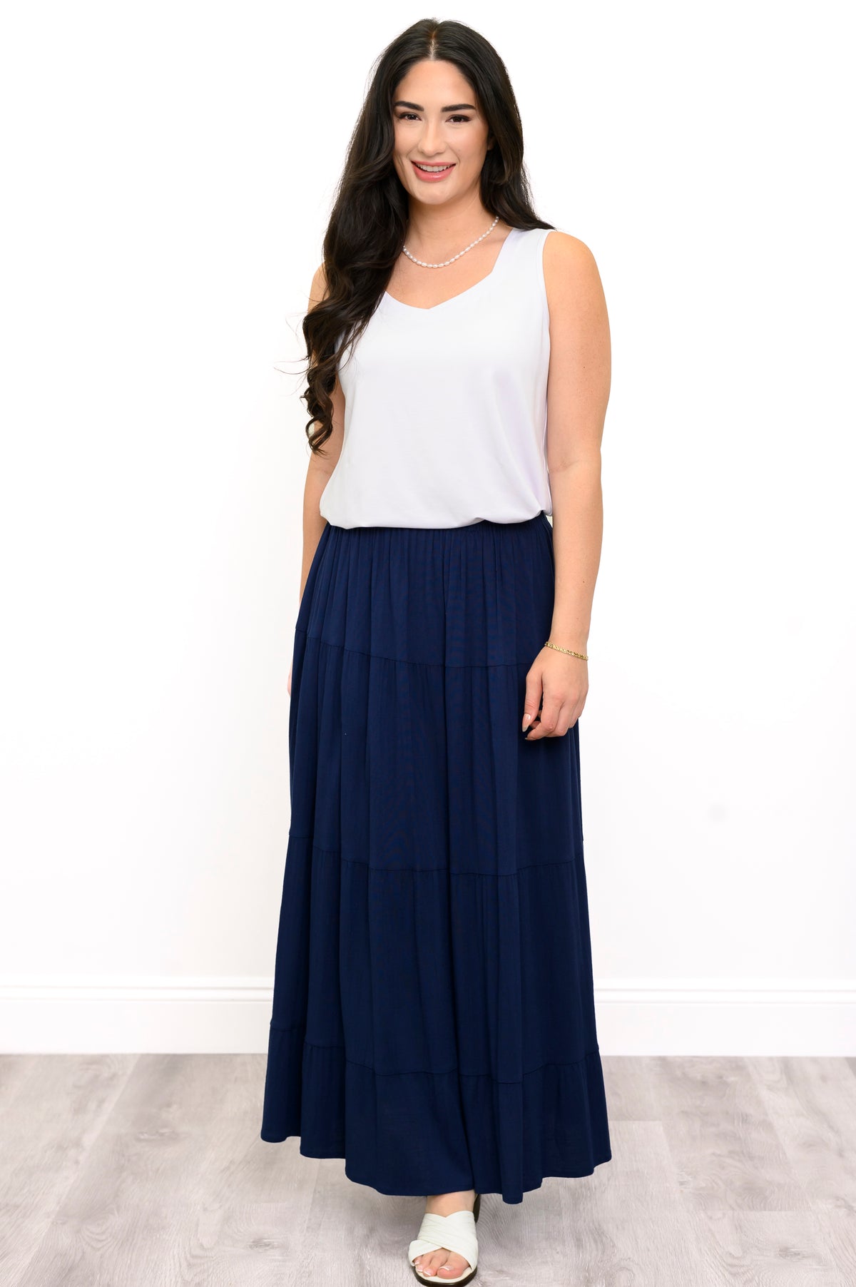 Jupe Roma, Indigo, Lin bambou