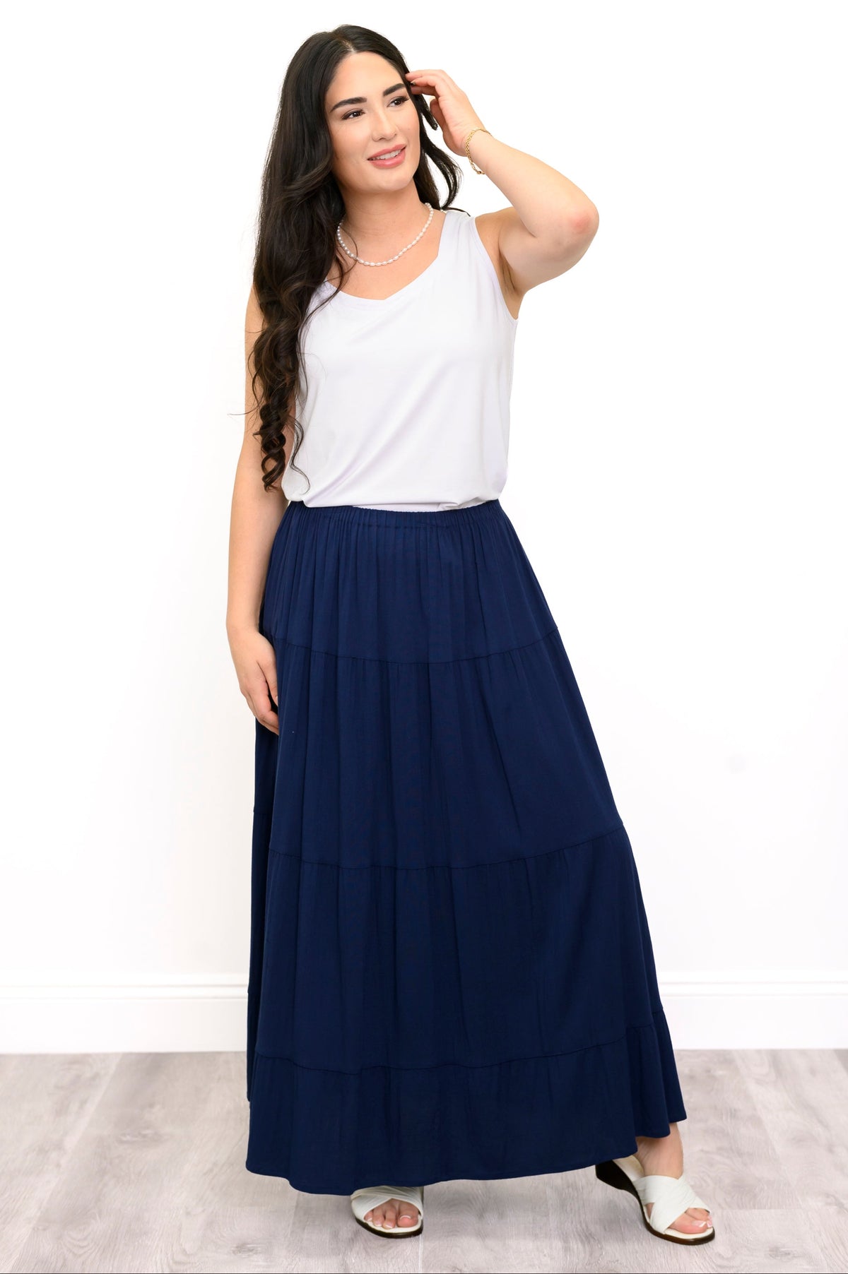 Jupe Roma, Indigo, Lin bambou