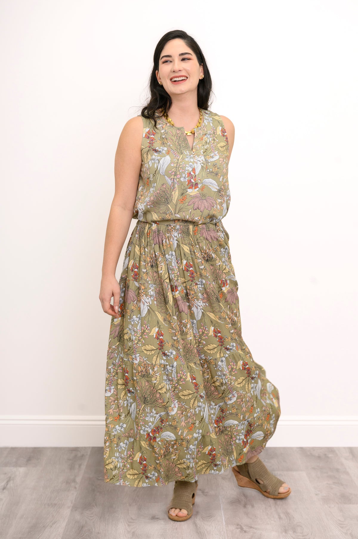 Roma Skirt, Khaki Primavera, Linen Bamboo