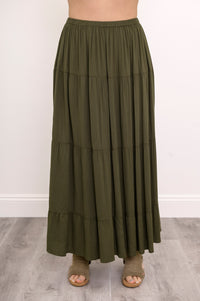 Roma Skirt, Khaki, Linen Bamboo