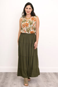 Roma Skirt, Khaki, Linen Bamboo
