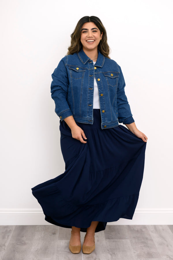 Roma Skirt,  Indigo, Linen Bamboo