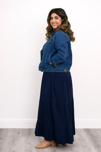 Jupe Roma, Indigo, Lin bambou