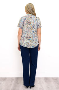 Samantha Blouse, Denim Parade, Linen Bamboo
